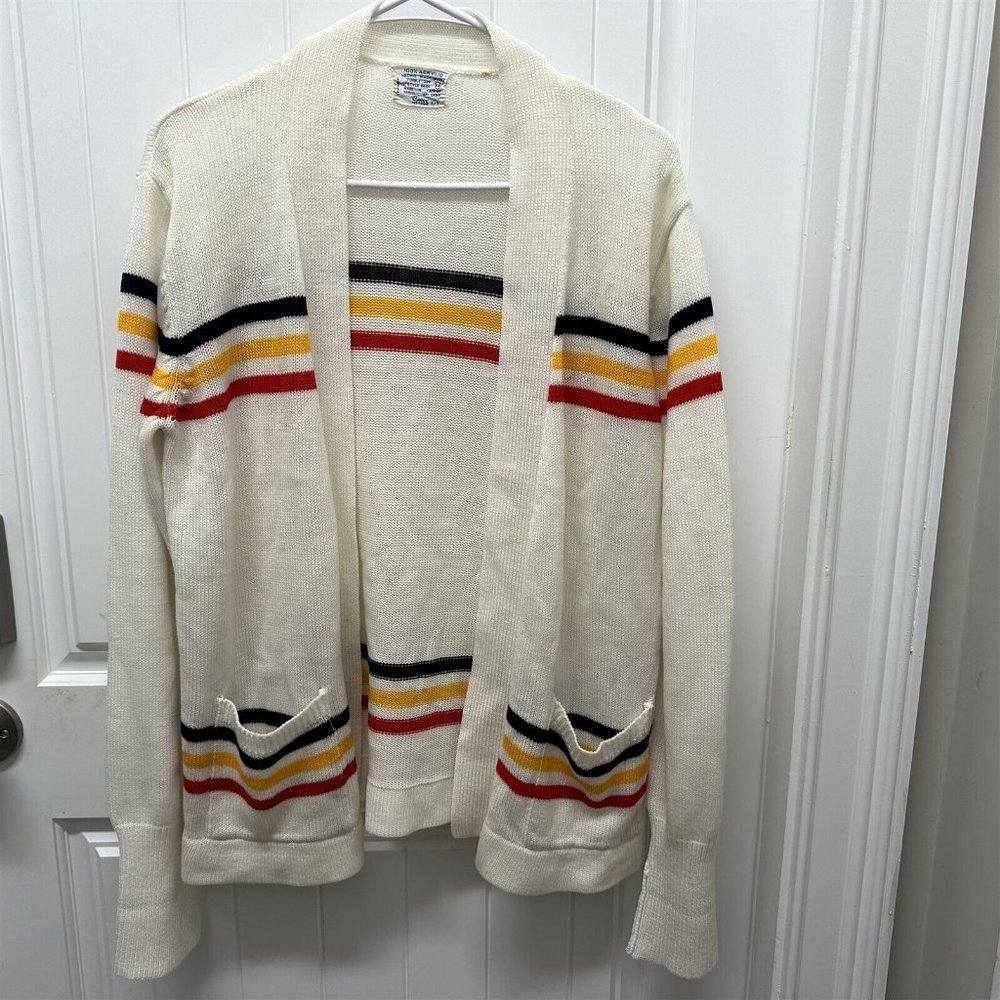Vintage Sears Cardigan Preppy Nautical Academia Medium Acrylic
